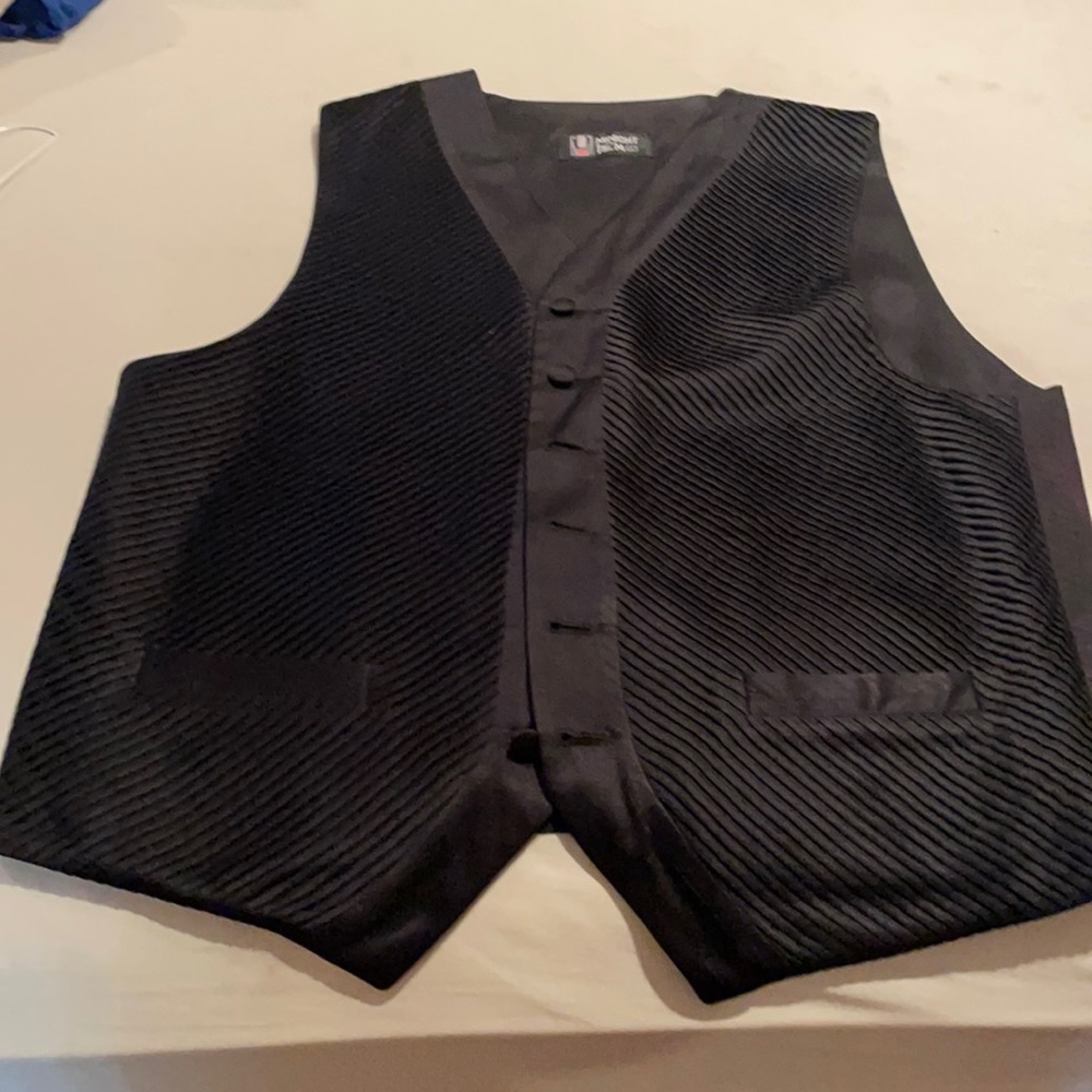 Large black tuxedo vest